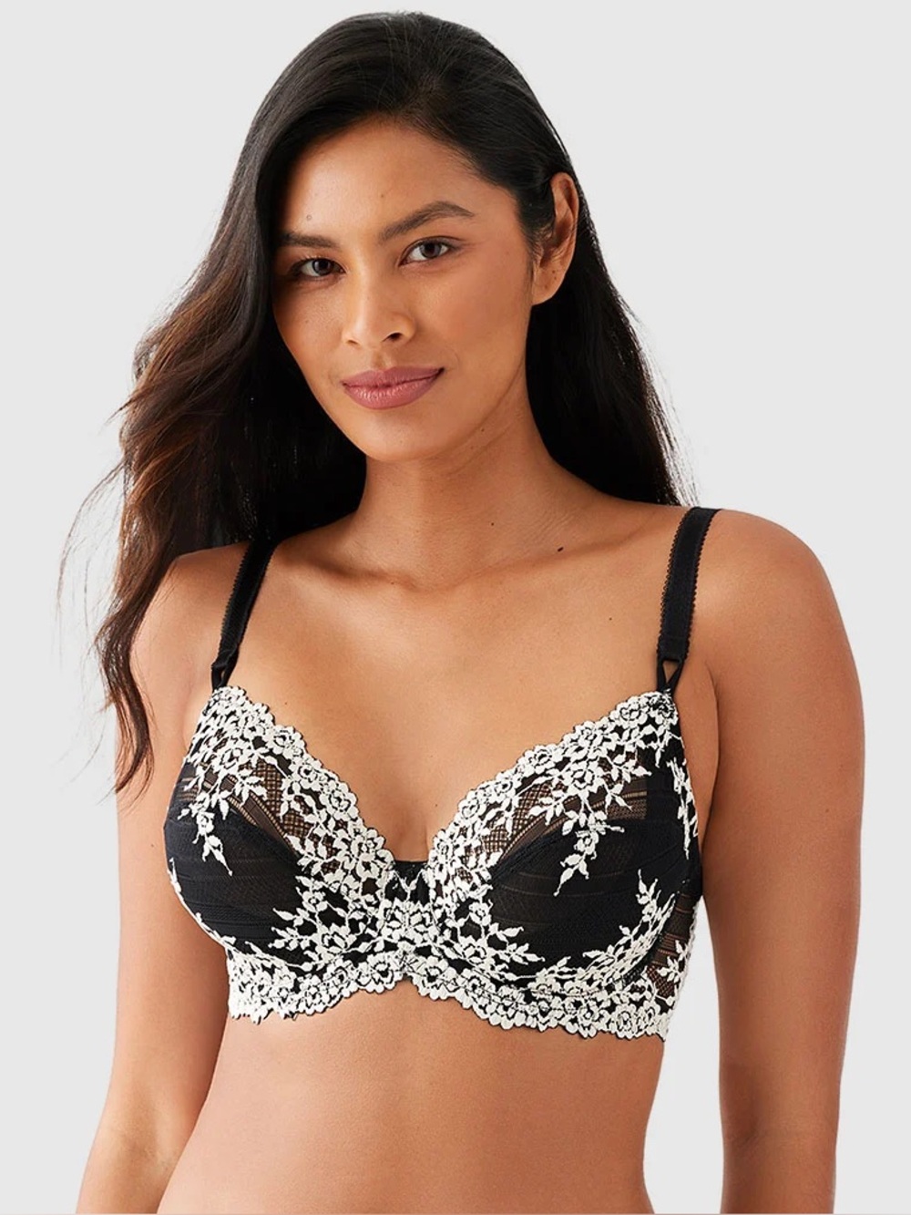 NWT Wacoal Embrace Lace Underwire Bra 65191 Black Ivory 36DDD